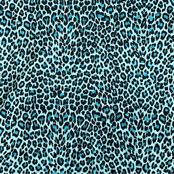 Parisian Works Animal Print blue LEOPARD scoop neck short sleeve shirt 2x - Picture 3 of 7